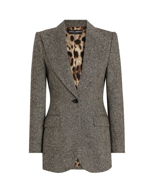 Dolce & Gabbana Gray Stretch-Wool Single-Breasted Blazer