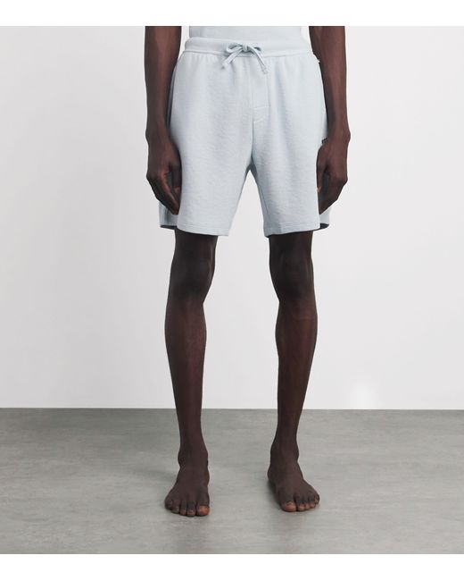 Boss Blue Waffle-Knit Logo Shorts for men