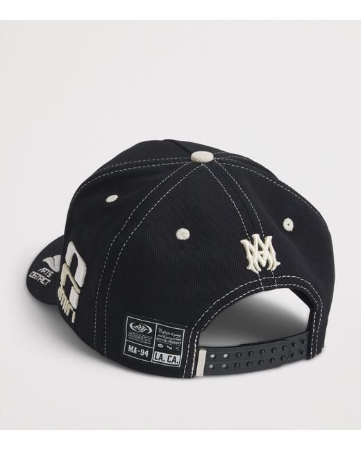 Amiri Black Cotton Embroidered Sporty Baseball Cap for men
