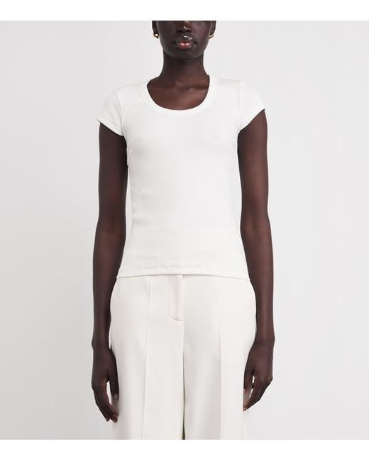 Joseph White Stretch-Cotton Ribbed Saba Top