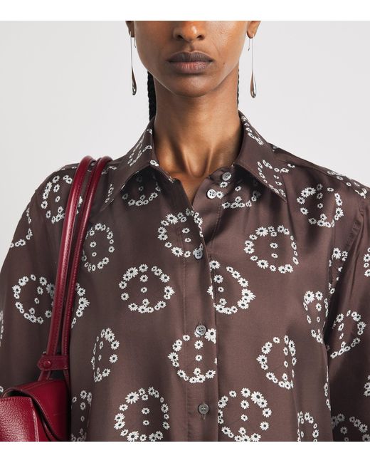 Sandro Brown Silk Floral Shirt