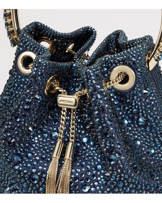 Jimmy Choo Blue Embellished Bon Bon Top-Handle Bag