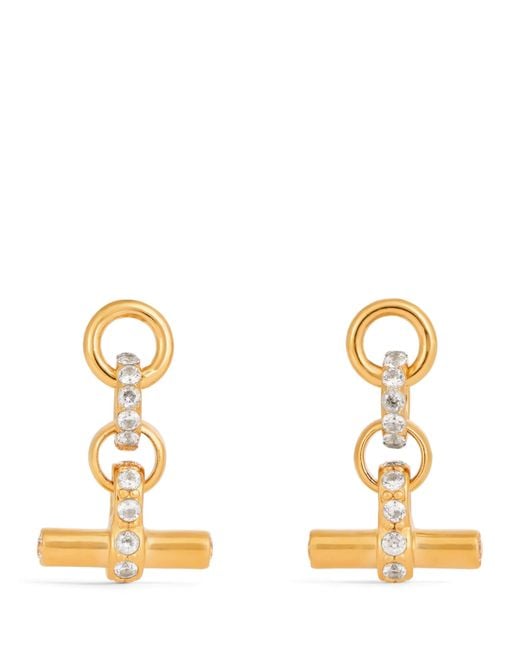 Tilly Sveaas Metallic Plated Crystal T-Bar Earrings