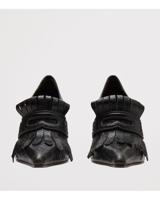 Burberry Black Leather Cameo Fringe Pumps 90