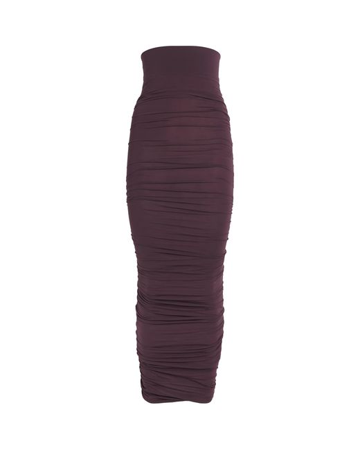 Wolford Purple Ruched Bodycon High-Rise Midi Skirt