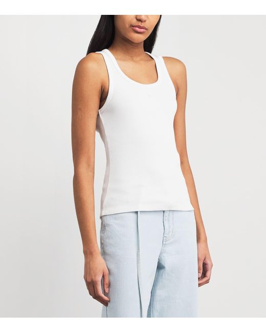 Maje White Stretch-Cotton Logo Tank Top