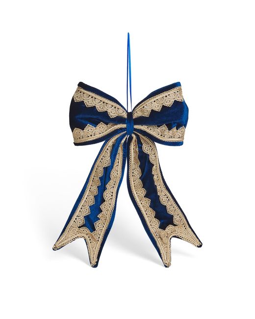 Luxury Garland Blue Lace-Trim Bow Tree Decoration