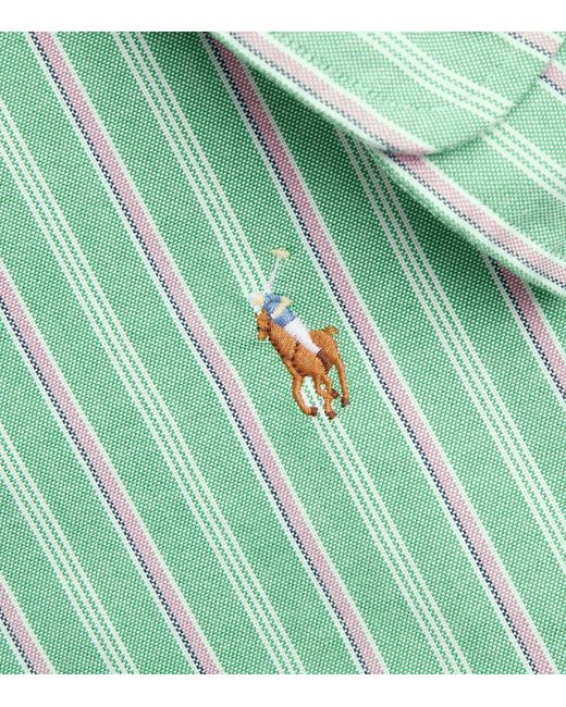 Polo Ralph Lauren Green Cotton Striped Oxford Shirt for men