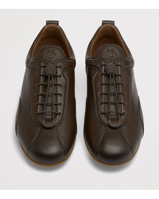Dunhill Brown Leather Davies Automotive Sneakers for men