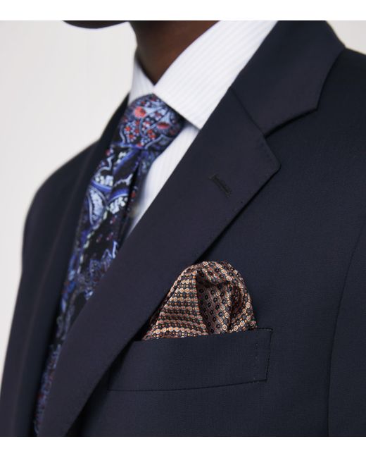 Harrods Purple Silk Jacquard Pocket Square for men