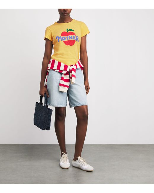 Mother Yellow Cotton-Linen The Lil Sinful T-Shirt