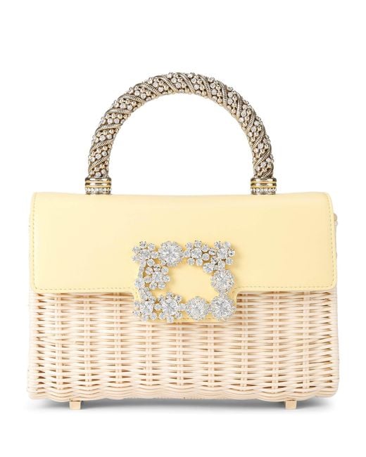 Roger Vivier Metallic Mini Rattan Top-Handle Bag