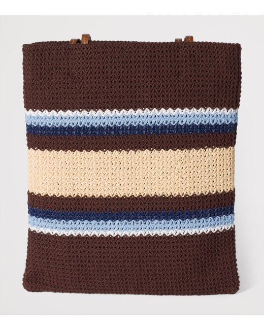 Miu Miu Brown Woven Raffia-Effect Tote Bag