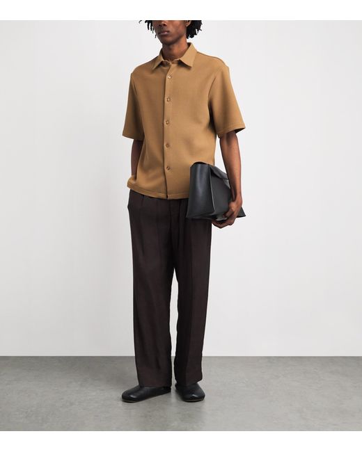 Sandro Brown Knitted Short-Sleeve Shirt for men