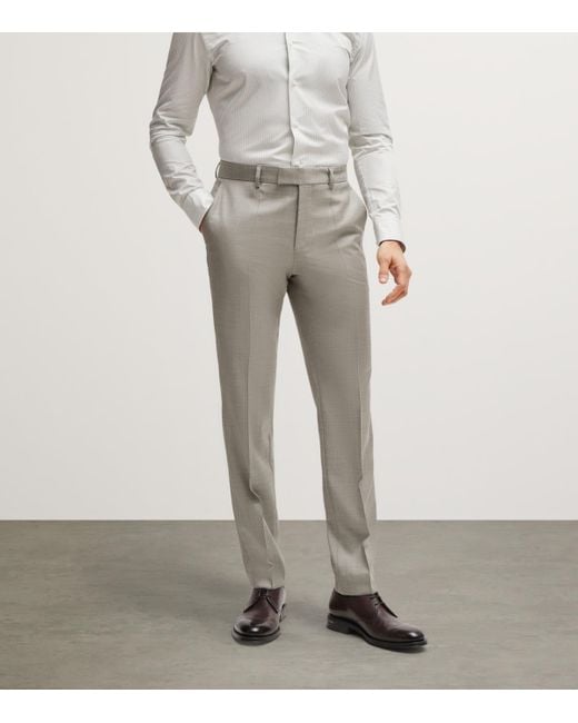 Boss Gray Virgin Wool Slim 2-Piece Suit for men