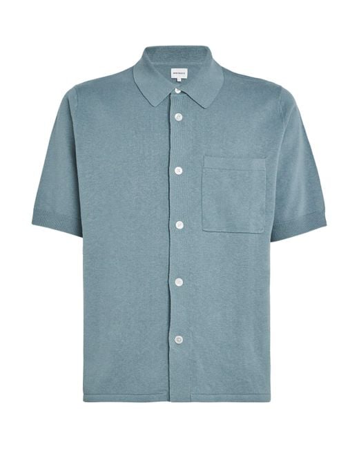 Norse Projects Blue Linen-Cotton Rollo Shirt for men