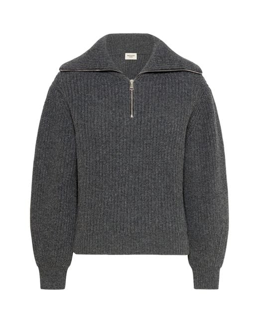 Weekend by Maxmara Gray Virgin-Wool Quarter-Zip Sweater