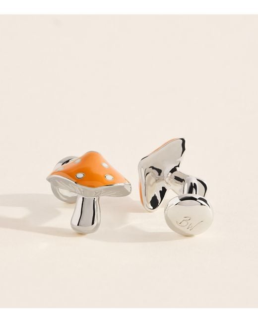 Babette Wasserman Natural Rhodium-Plated Mushroom Cufflinks for men