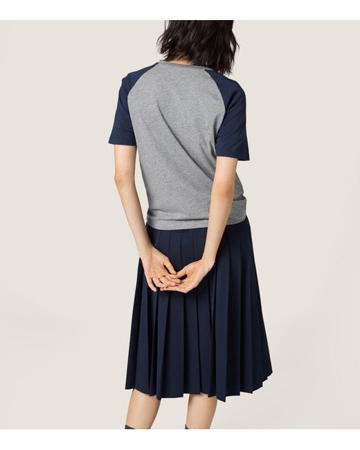 Miu Miu Blue Cotton Jersey Henley T-Shirt