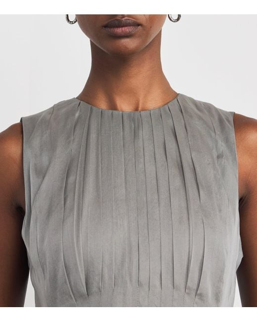 Max Mara Gray Silk-Blend Organza Midi Dress