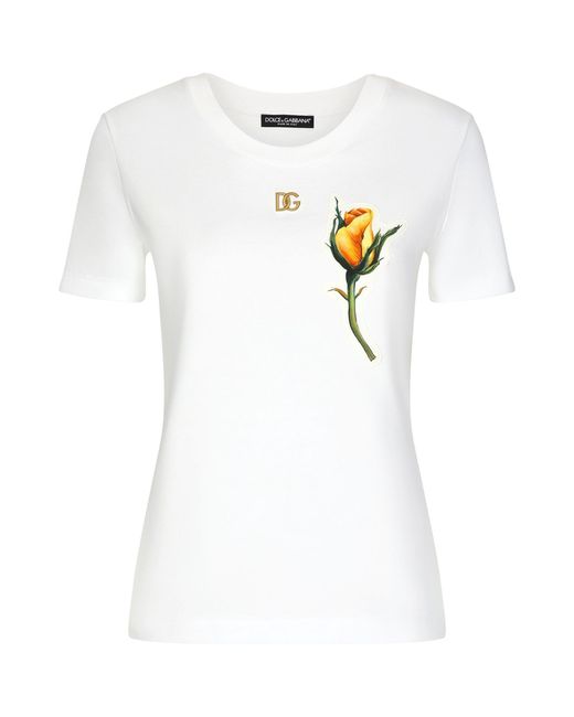Dolce & Gabbana White Floral T-shirt