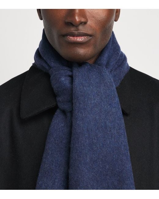 Johnstons Blue Cashmere Double-Face Scarf for men