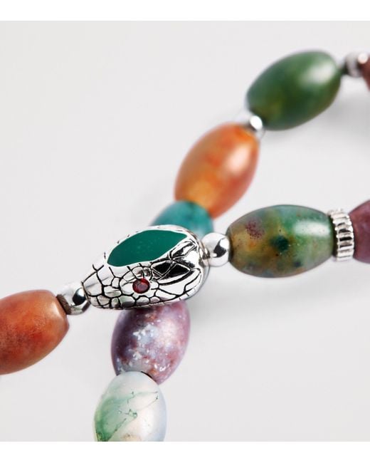 Tateossian White Indian Jasper Bead Viper Bracelet for men