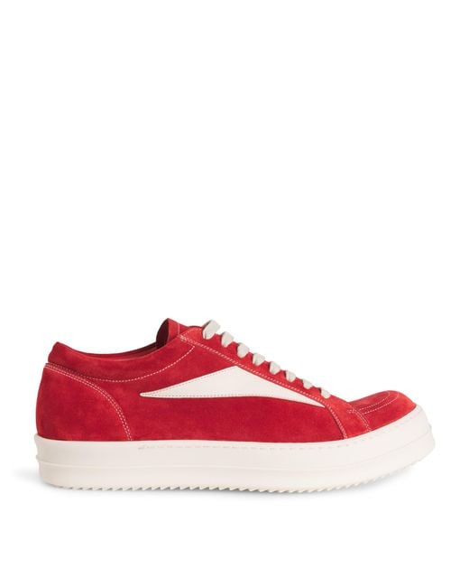 Rick Owens White Tumbled Lambskin Vintage Sneakers for men