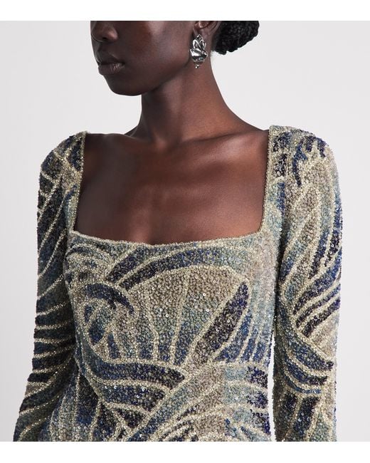 Clio Peppiatt Gray Beaded Mare Mini Dress