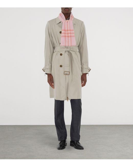 Burberry Pink Wool Wide Check Scarf
