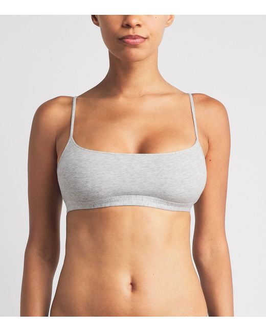 Skims Gray Cotton Everyday Scoop Bralette