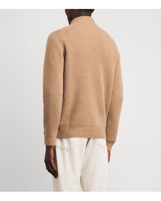 FIORONI CASHMERE Brown Cashmere Ribbed Sweater for men