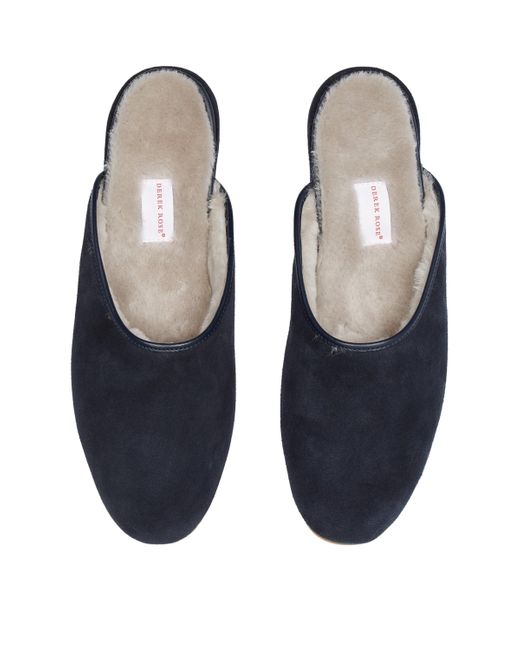 Derek Rose Blue Suede Douglas Slippers for men