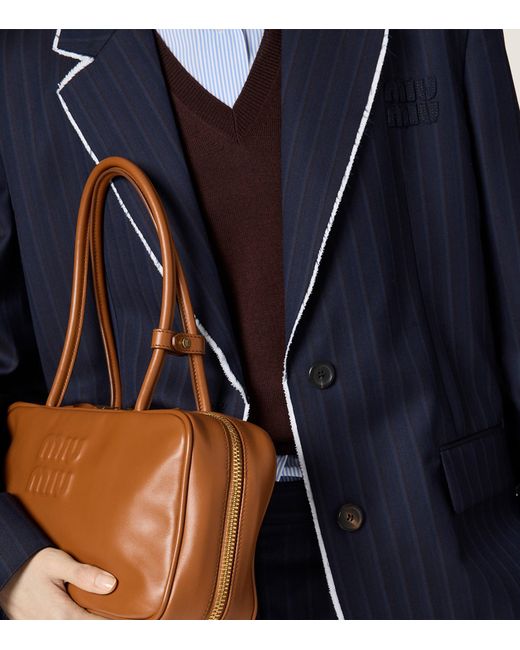 Miu Miu Blue Wool Pinstripe Blazer