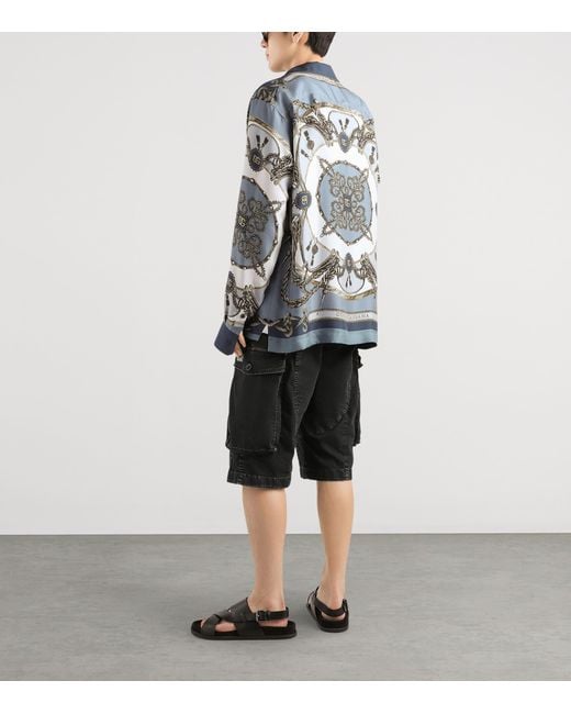 Dolce & Gabbana Gray Silk Cargo Print Shirt for men