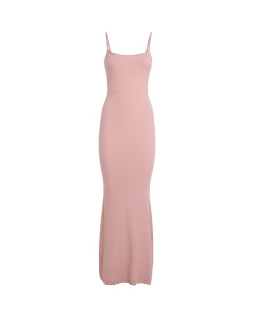 Skims Pink Soft Lounge Long Slip Dress