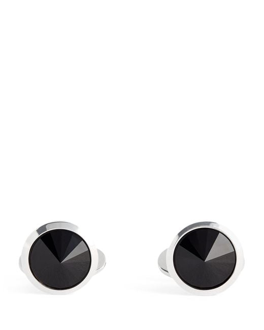 Giorgio Armani Black Sterling Embellished Cufflinks for men