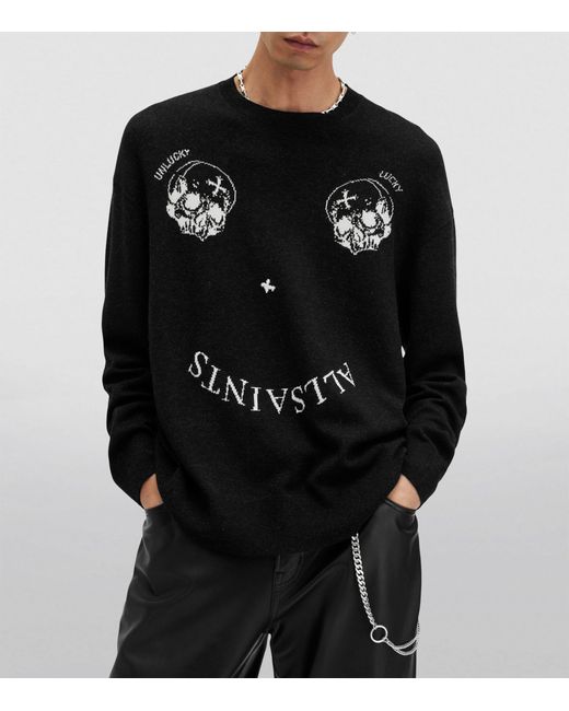 AllSaints Black Wool-blend Smile Sweater for men