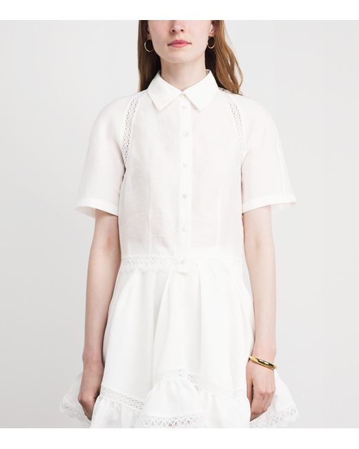 Claudie Pierlot White Lace-Trim Cropped Shirt