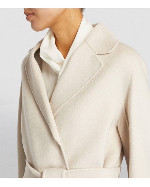 Max Mara Natural Wool Belted Wrap Coat