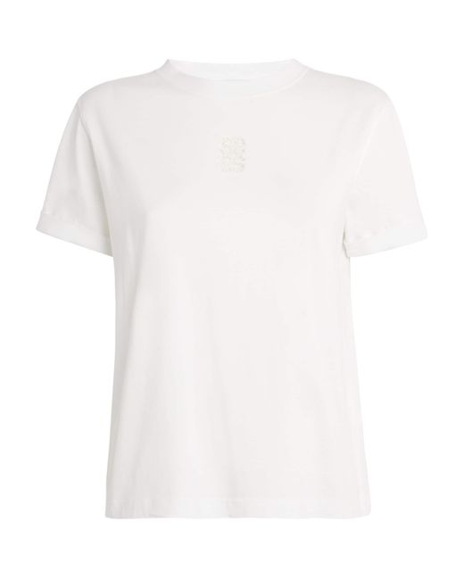 Sandro White Cotton Monogram T-Shirt