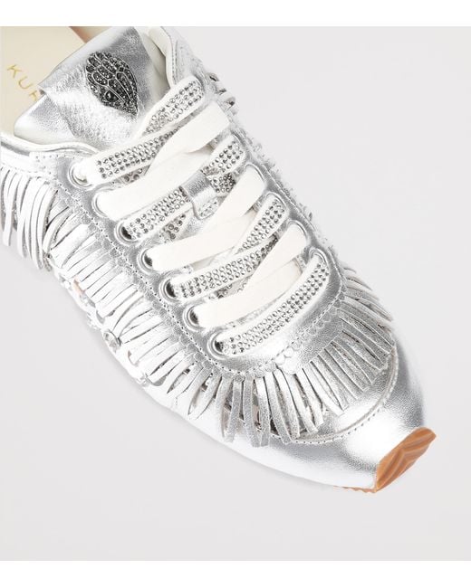 Kurt Geiger White Leather Fringe Islington Sneakers