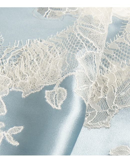 Carine Gilson Blue Silk Lace-Trim Shorts