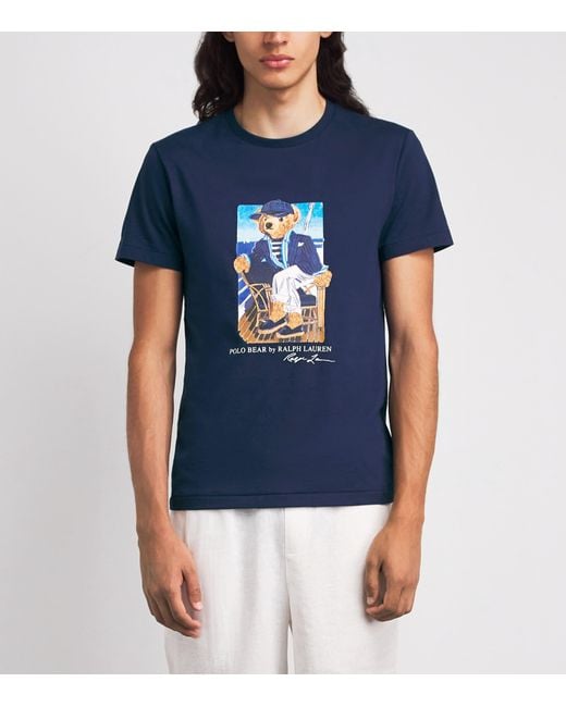 Polo Ralph Lauren Blue Cotton Polo Bear T-Shirt for men