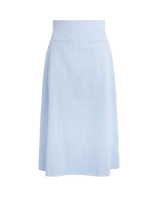 Emilia Wickstead Blue Wilder Denim Midi Skirt