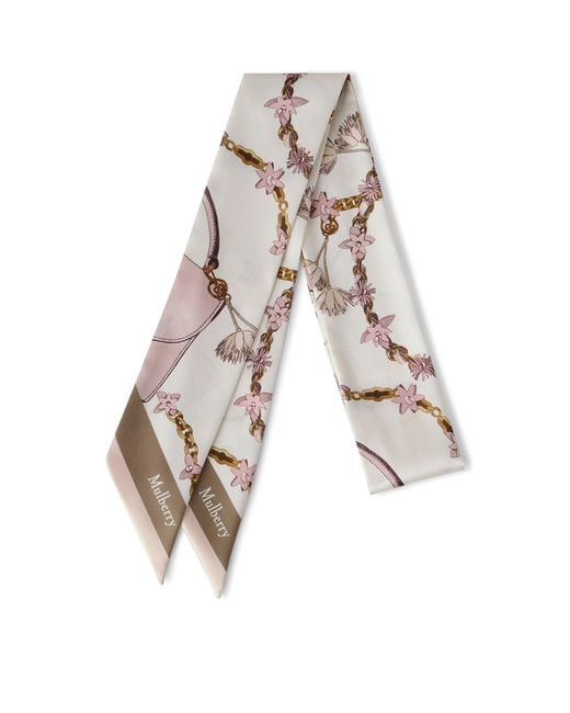 Mulberry White Lana Bag And Chains Skinny Scarf