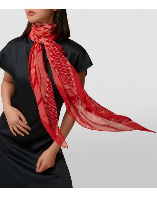 Cartier Red Silk-cotton Panther Scarf