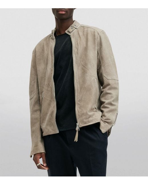 AllSaints Gray Cora Leather Jacket for men