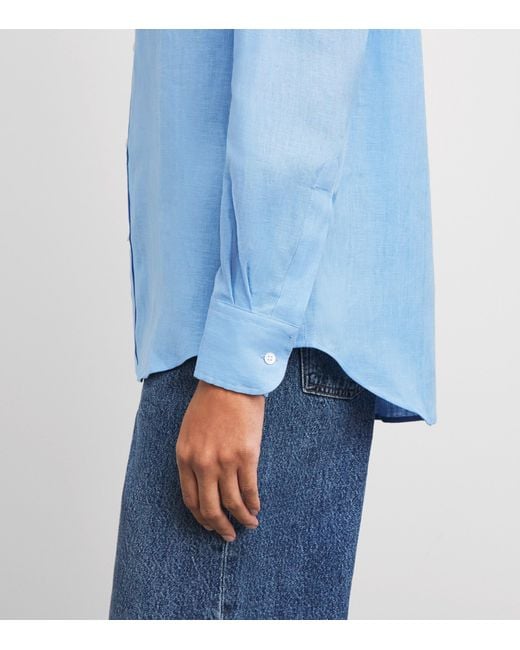 With Nothing Underneath Blue Linen The Boyfriend Shirt