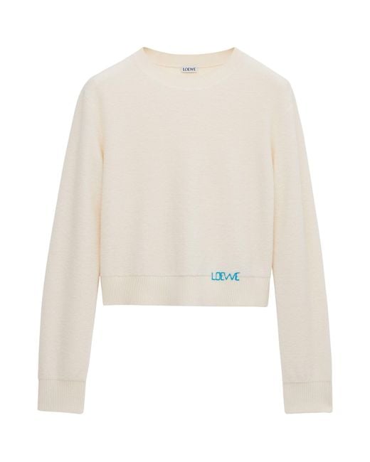 Loewe White Wool-Blend Embroidered Sweater